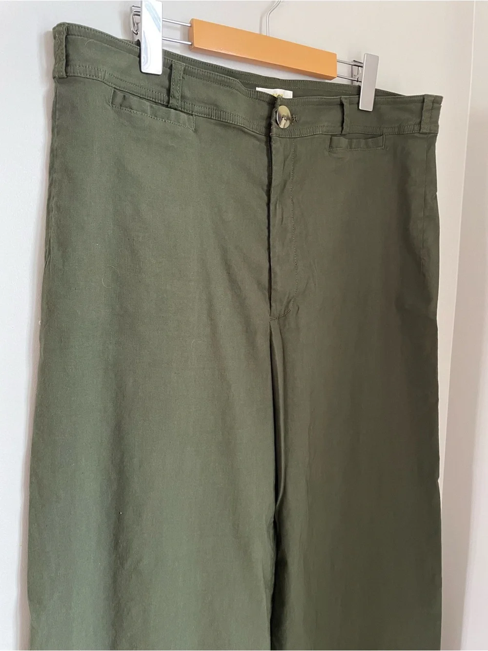 Maeve Anthropologie Ettie High-Rise Crop Wide-Leg Pants Green Size 34 Linen Boho - Picture 3 of 11